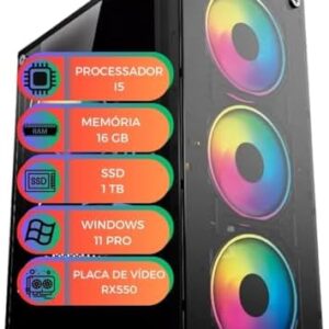 Computador Gamer MultiPC I5 16GB SSD 1TB NVMe RX550 Win11 Pro Ideal para Jogos, Estudos, Home Office e Edição | .br